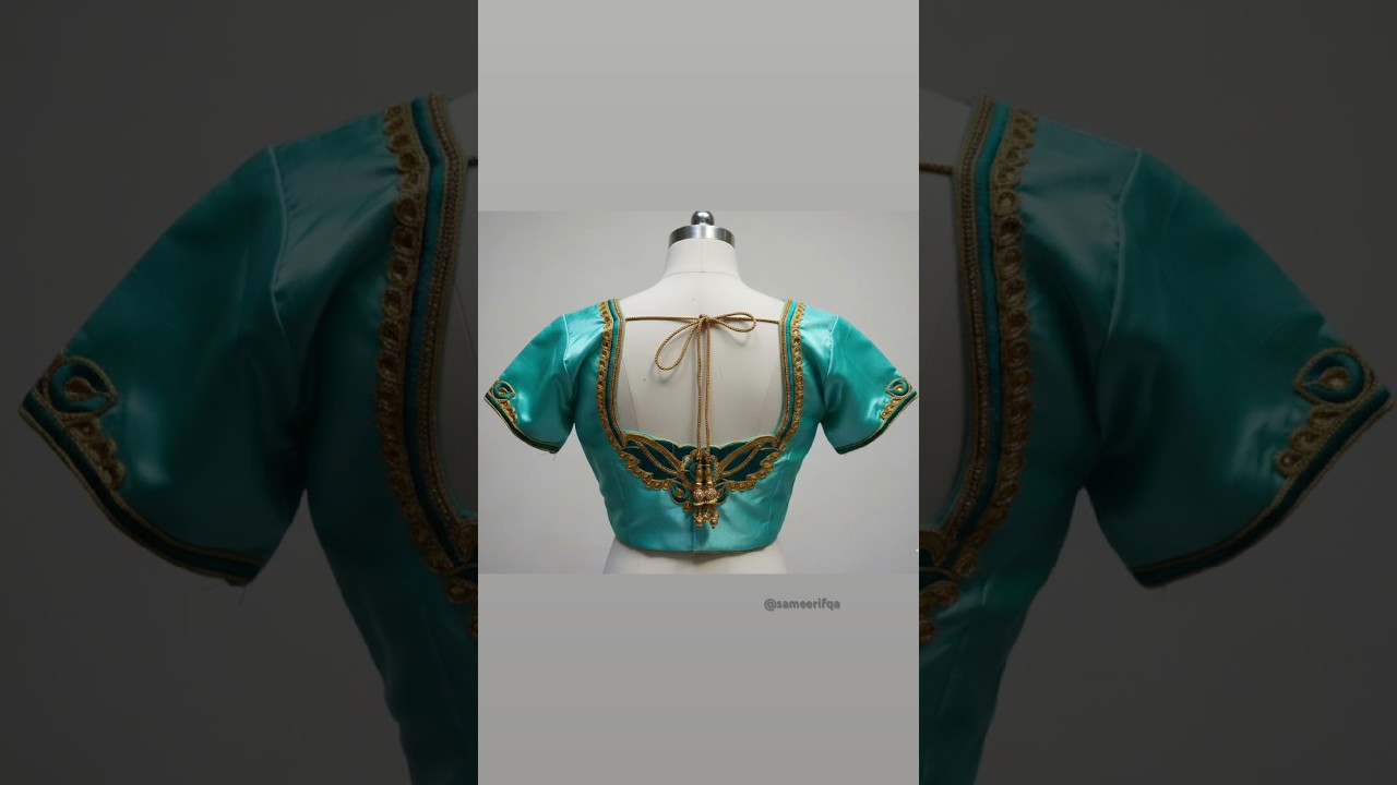 Sea green blouse with ready made lace design