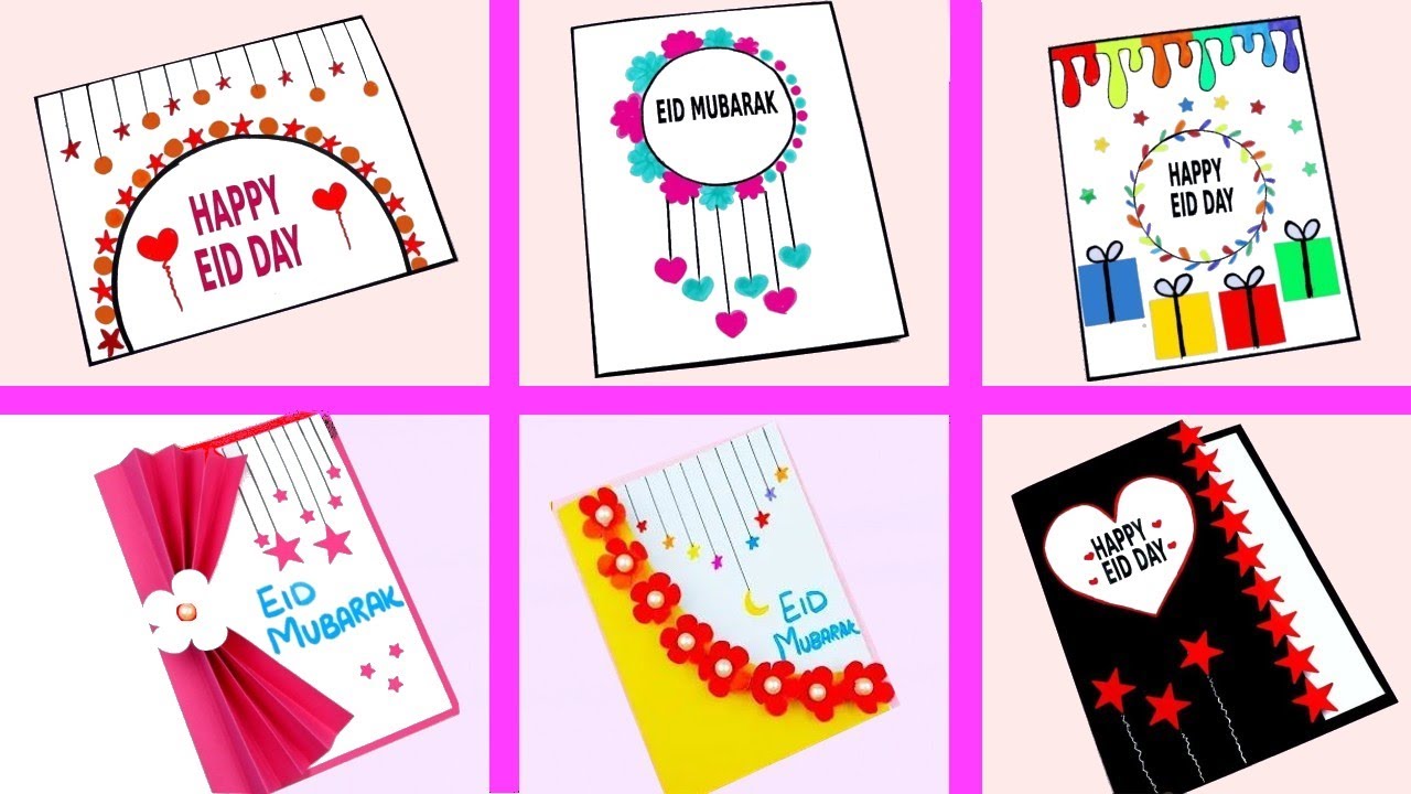 6 Eid Mubarak Card 💝 // Handmade easy card Tutorial//Beautiful Eid Card Making