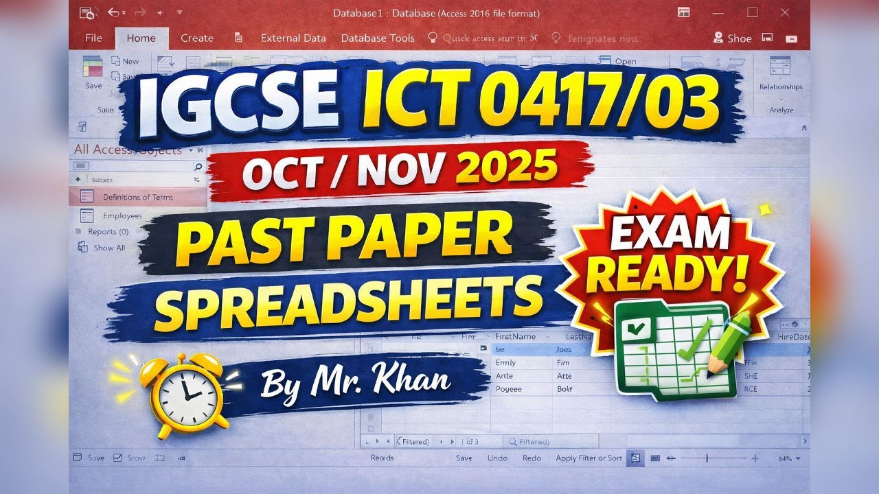 IGCSE ICT OCT NOV 2025 ICT 0417/03 SPREADSHEETS (EXCEL) task Past Paper Solutions