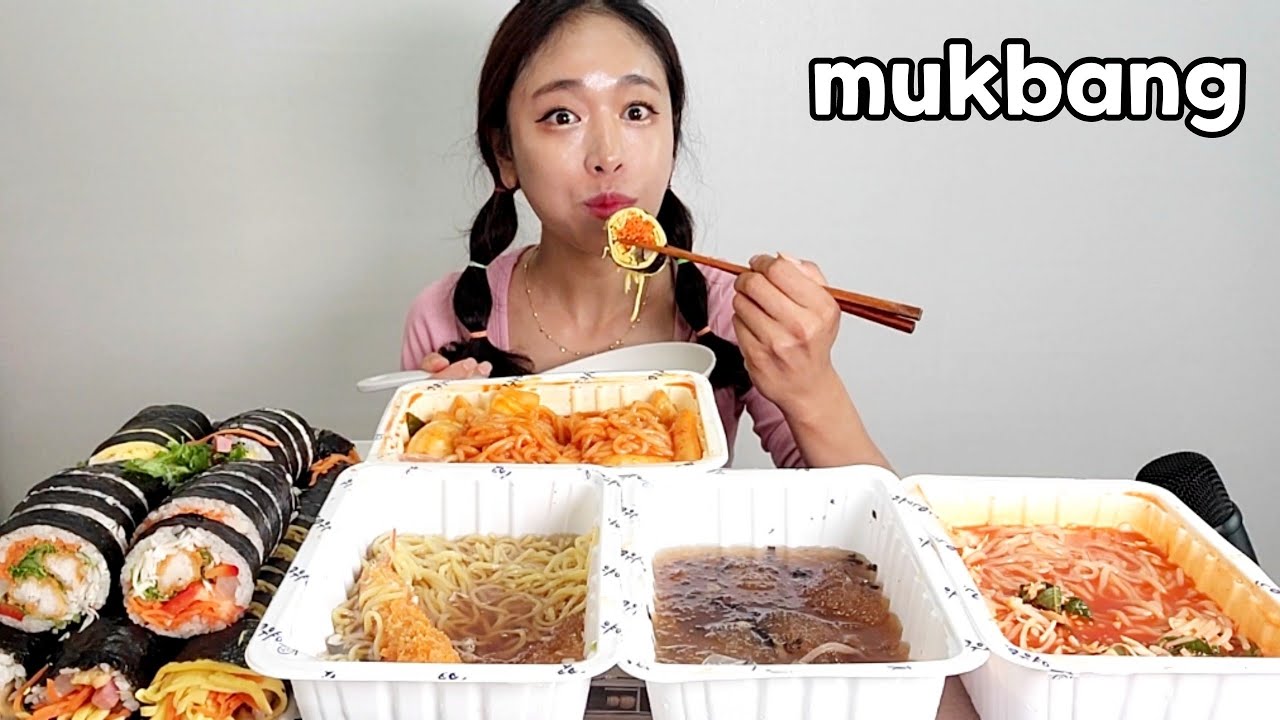 스트레스 받을땐 분식특집!김밥6줄 냉모밀 마새면(냉라면) 물쫄면 쫄볶이까지 분식먹방 Tteokbokki & Gimbap&Cold Noodles Mukbang eating show