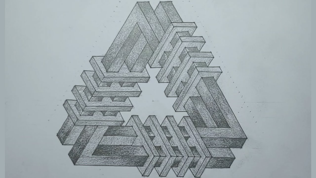 How to draw Optical Illusion | How to draw the Impossible Triangle pattern | How To & Geometry #19