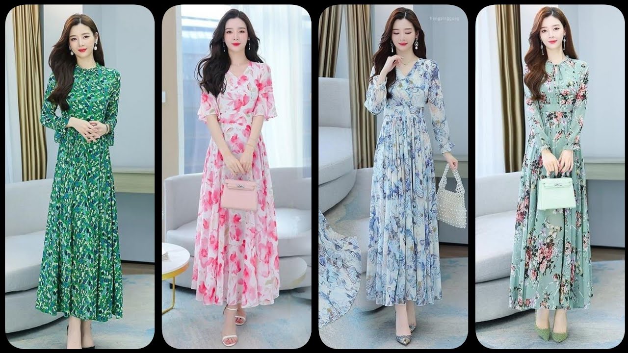 Fabulous & Fascinating Fashionable Printed Chiffon Maxi Dresses Collection