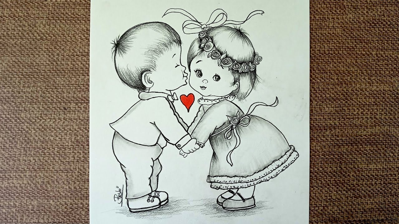 Daily challenge #173/ Kids Couple Drawing/ Love Pencil drawing