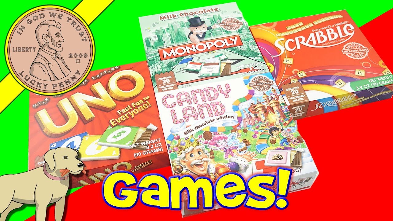 How To Play The Chocolate Board Games - UNO - Scrabble - Candy Land & Monopoly