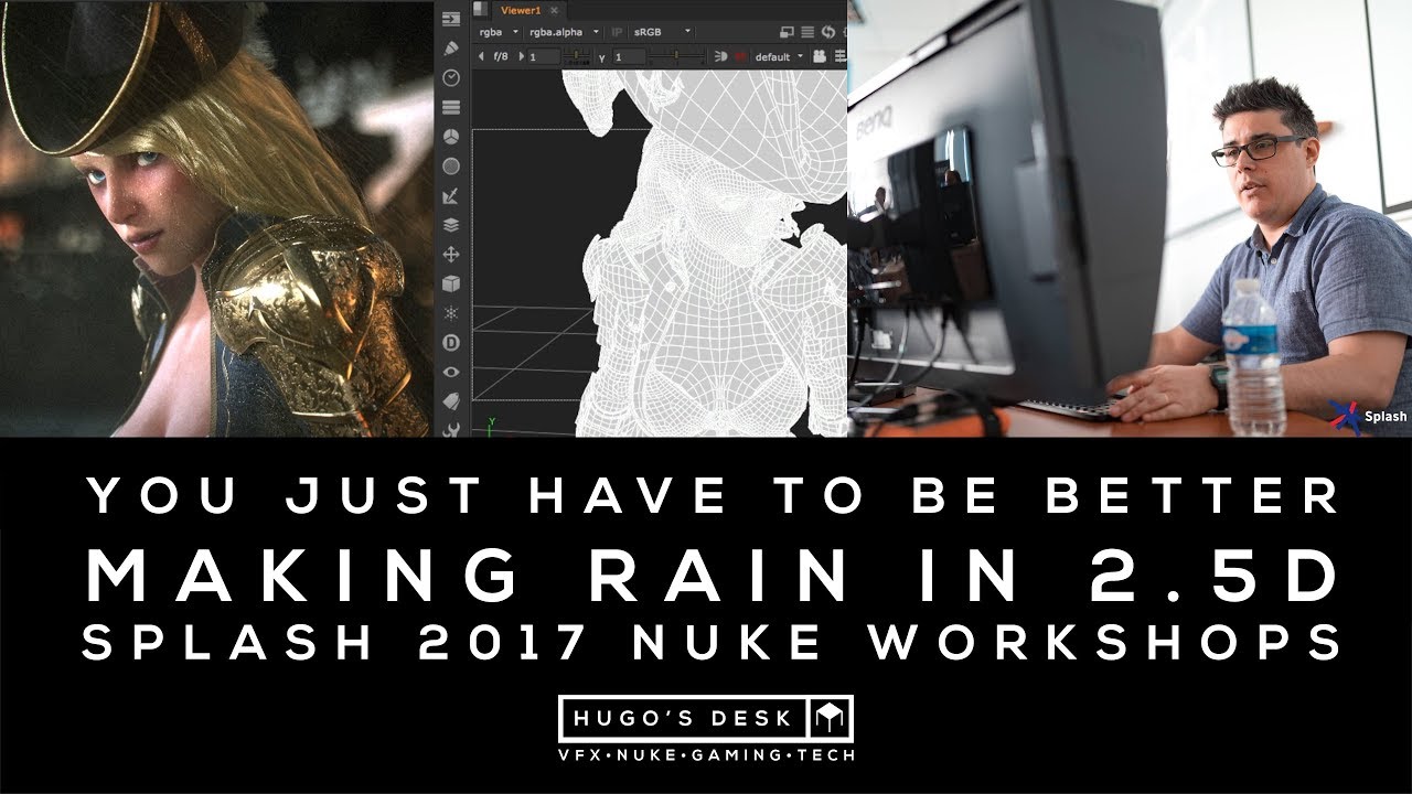 How to use rain footage with 3D geometry in Nuke