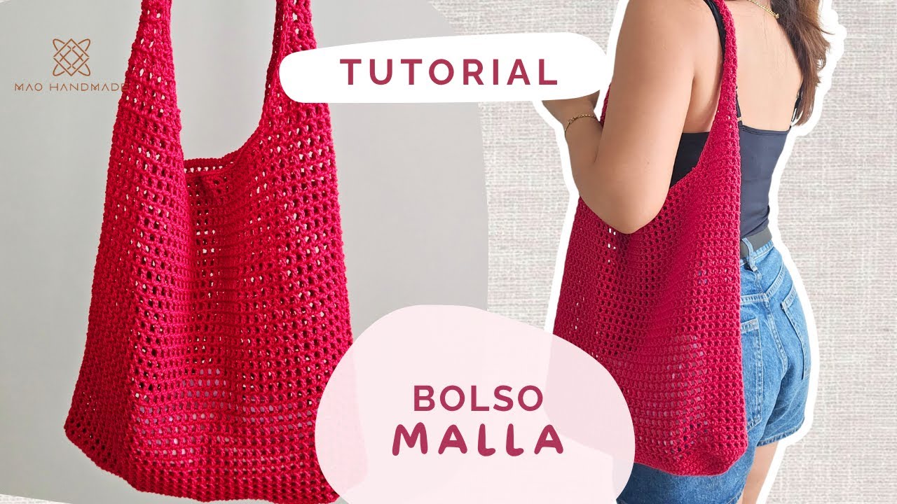 C&oacute;mo hacer un BOLSO en PUNTO MALLA a crochet 🧶 f&aacute;cil, &uacute;til y hermoso | Tutorial