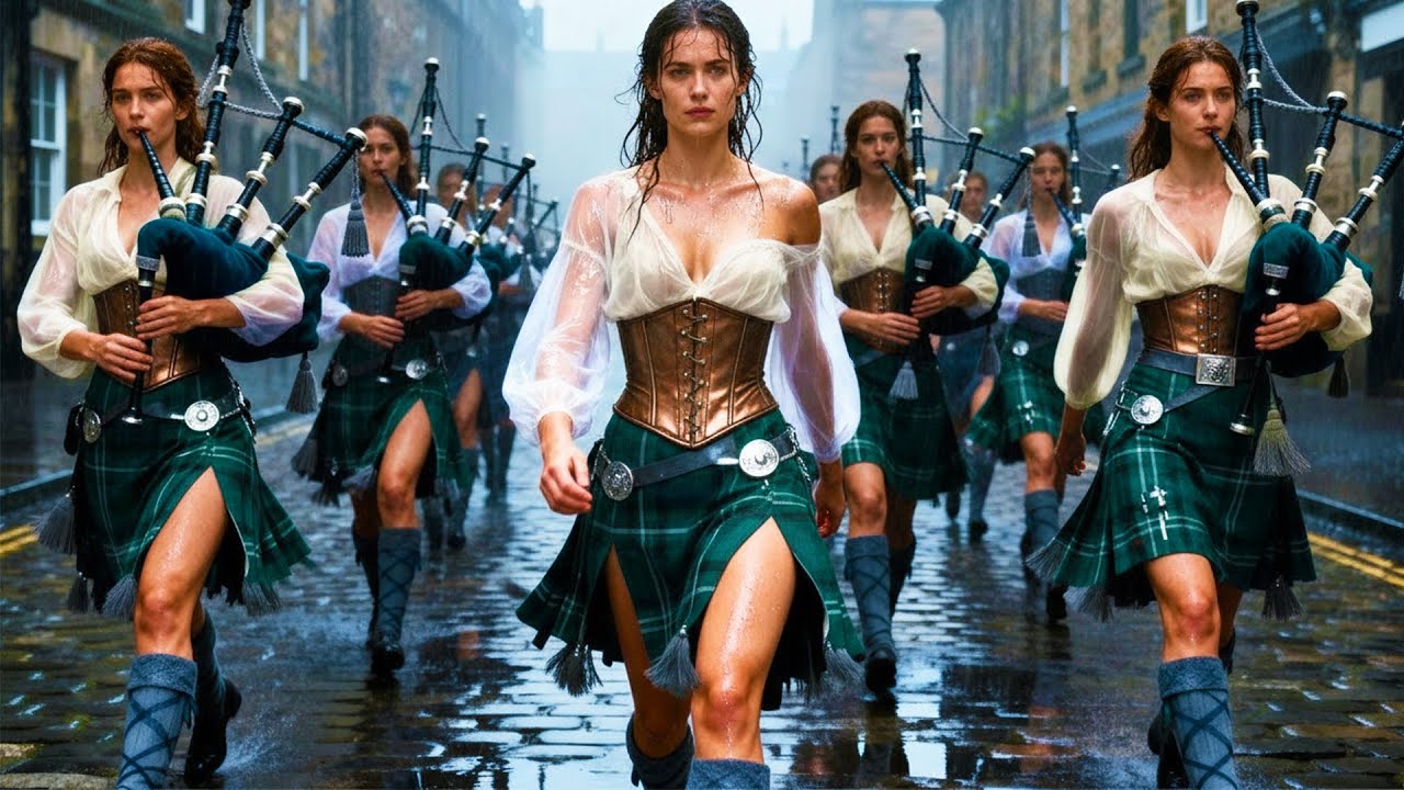Celtic Bagpipes & War Drums March  Epic Scottish Street Parade After Rain