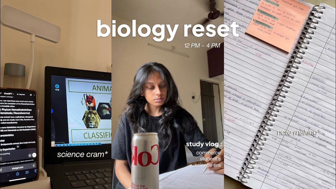 studying biology as a commerce student ✮| science revision, coffee, cramming & chaotic study day