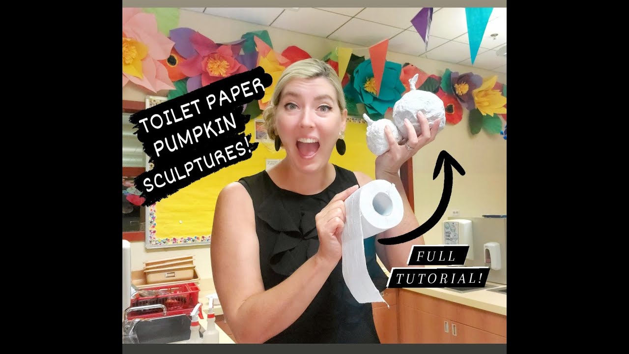 Toilet Paper Pumpkin Sculpture Tutorial :  Easy paper mache sculpture!  Make art with Mrs. Hoff