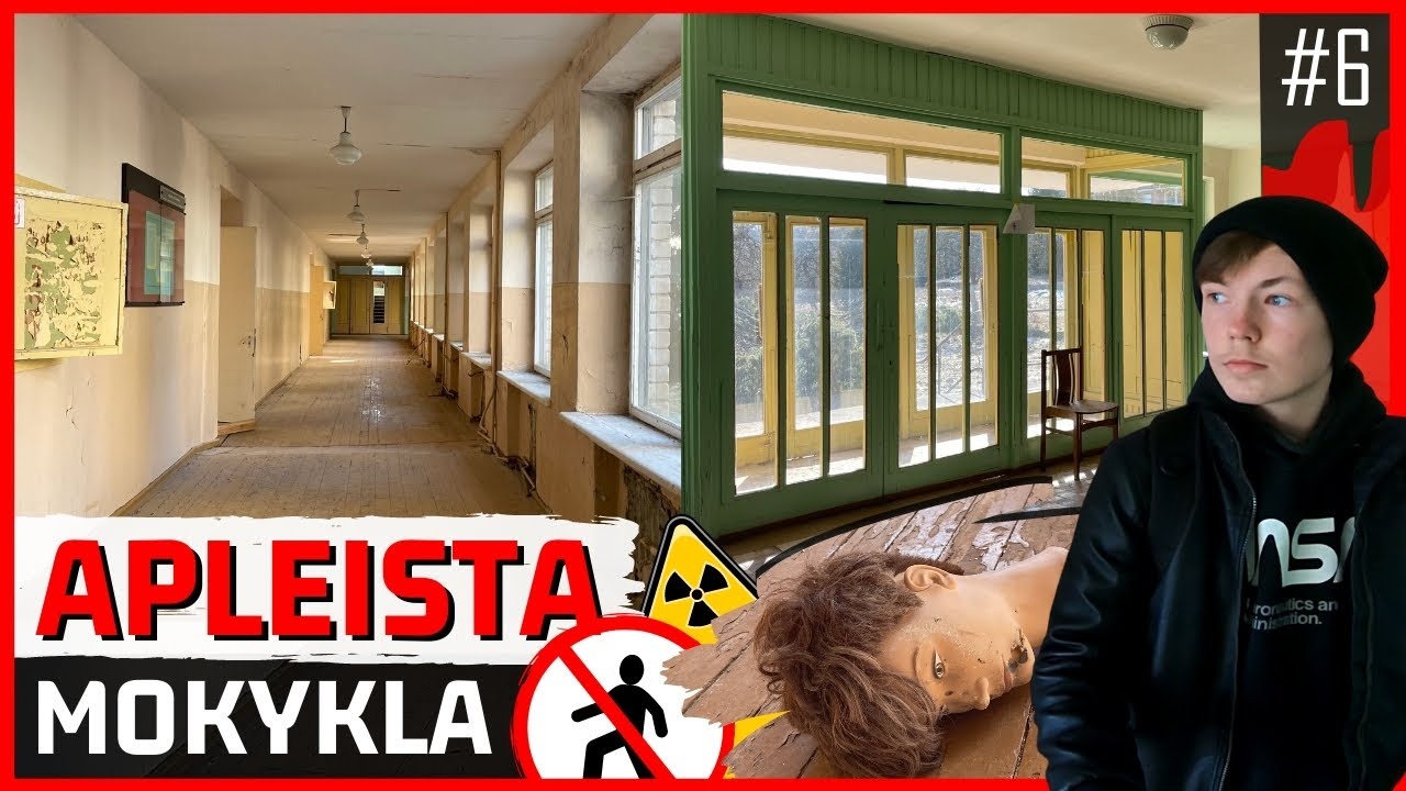 Apleista mokykla. Tylūs koridoriai ir radiacijos matuokliai sandėlyje