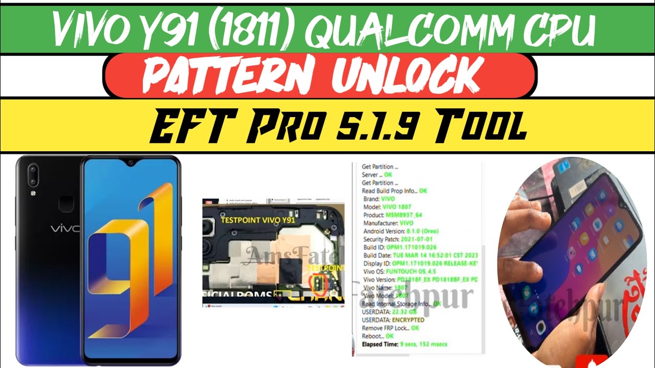 Vivo Y91 (1811) pattern unlock Qualcomm CPU- EFT Pro Tool One click remove latest security 2025