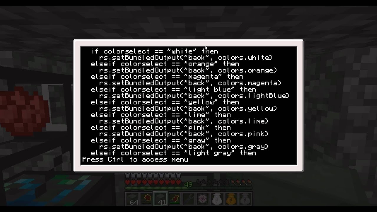 ComputerCraft RedPower Minecraft Mod (Tekkit) - Redstone Wire Bundle Basic Programming Tutorial (PC)