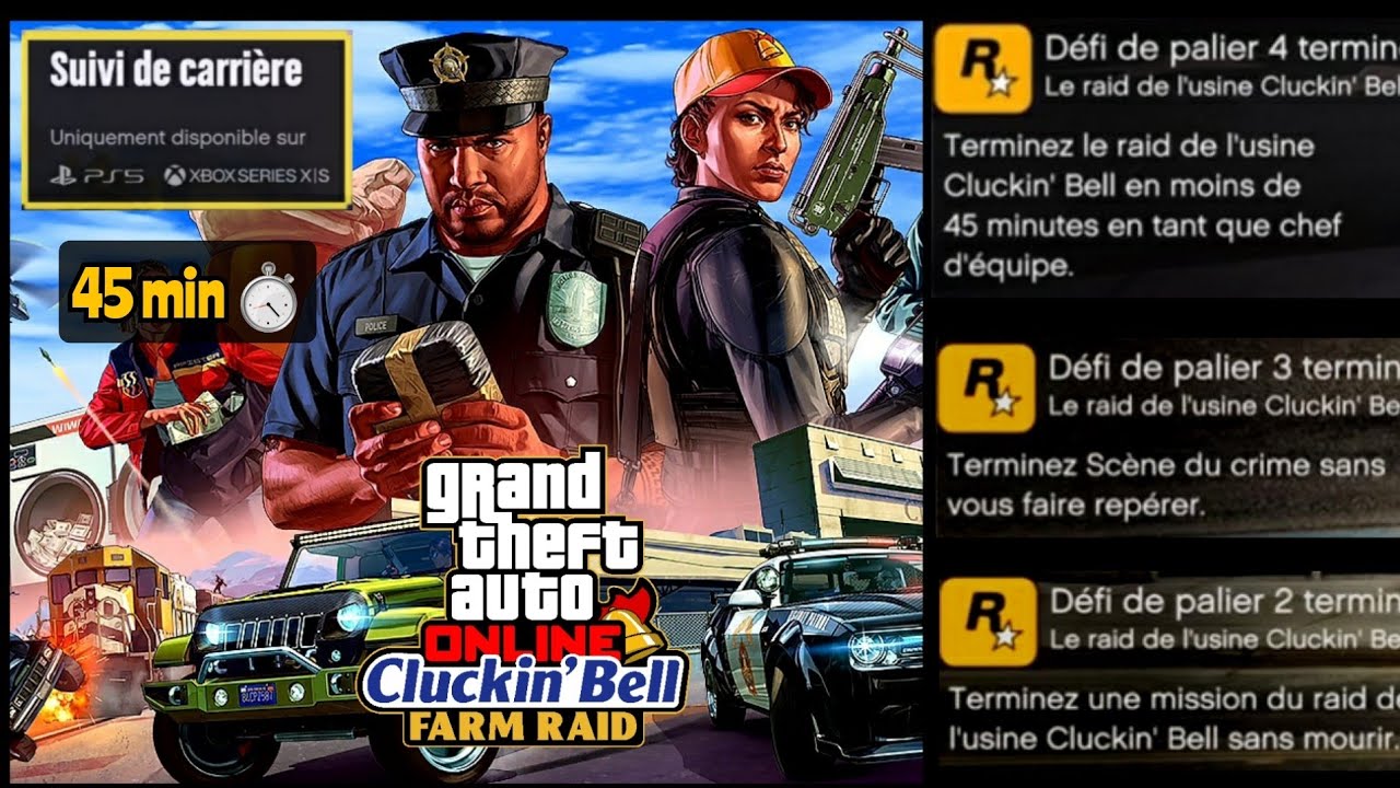 GTA Online : Raid de l'usine Cluckin Bell | Suivi de carrière (Palier 1 à 4)