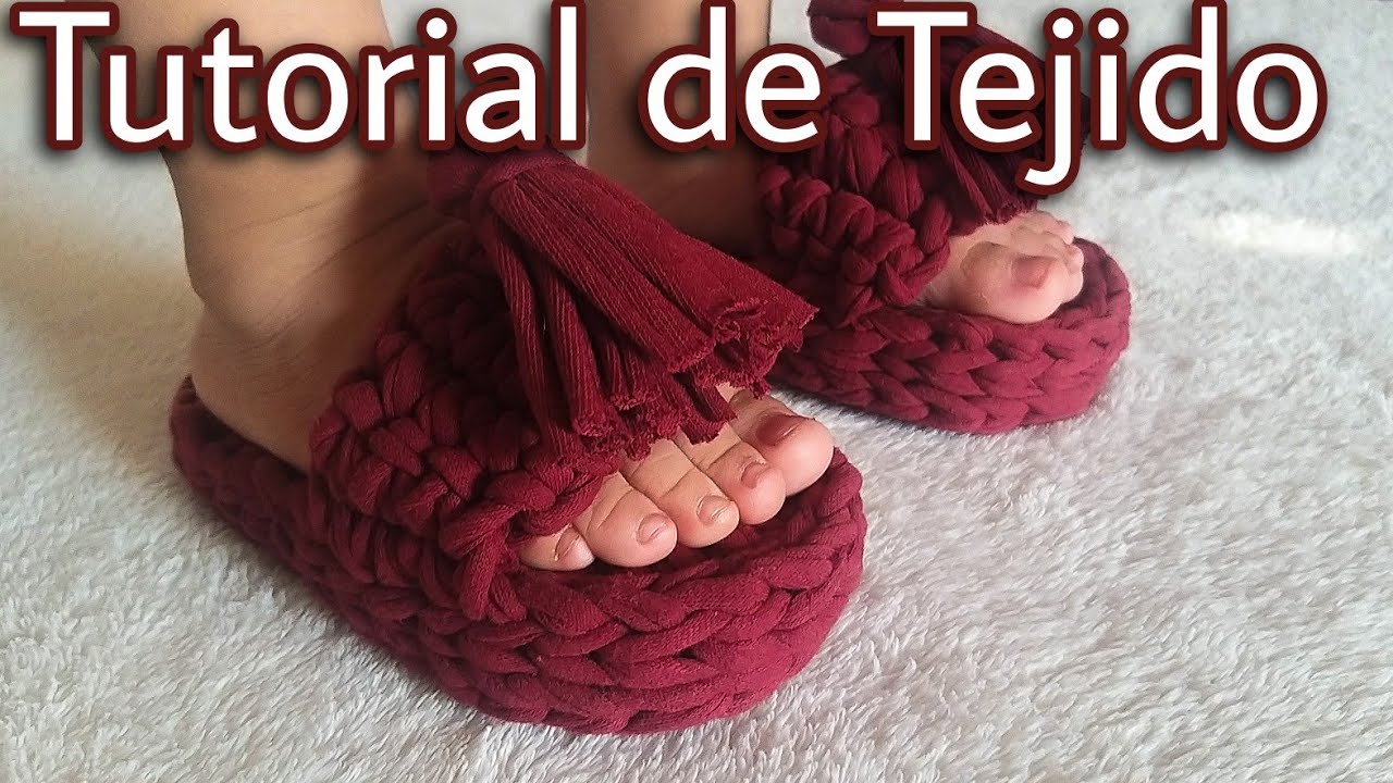 Tutorial de pantuflas tejidas con trapillo para niñ@s