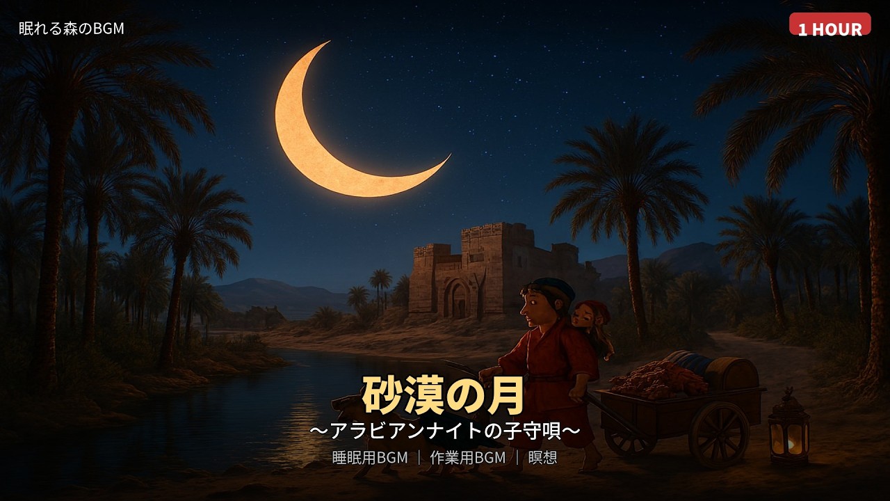 【1時間 睡眠用BGM】砂漠の月 ～アラビアンナイトの子守唄～ ｜ ウード・ネイ・タブラの癒し音楽