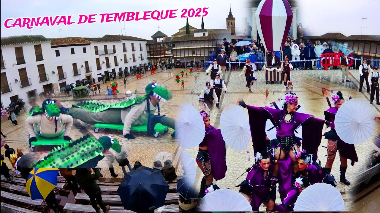 CARNAVAL 2025 en Tembleque. Desfile de Charangas y comparsas, desde el balcón del Ayuntamiento.