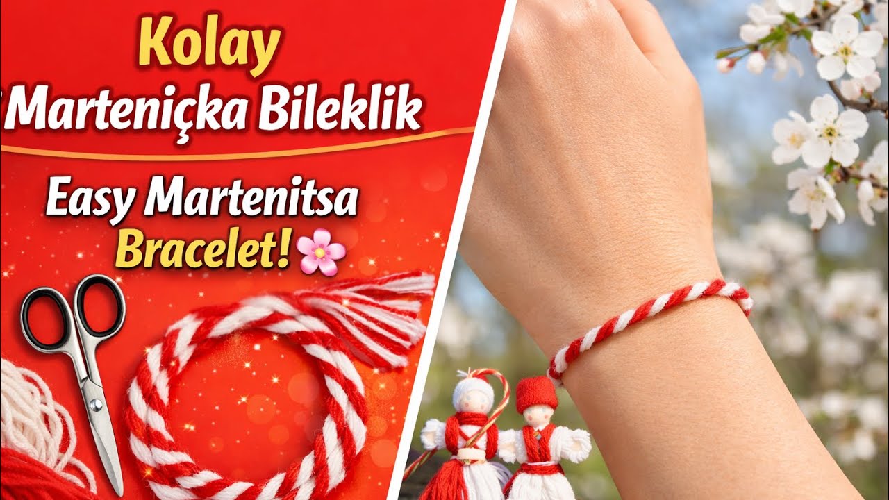 Marteniçka Bileklik Yapımı | How to Make a Martenitsa Bracelet 🌸