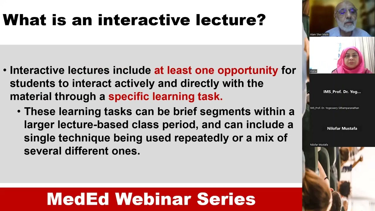 MedEd Webinar - Preparation and Delivery of Interactive Lectures