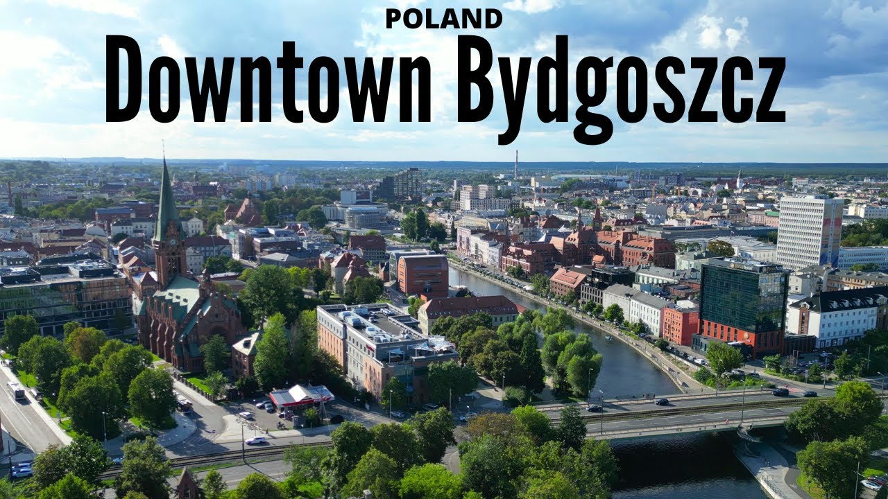 Downtown Bydgoszcz - 4K drone video