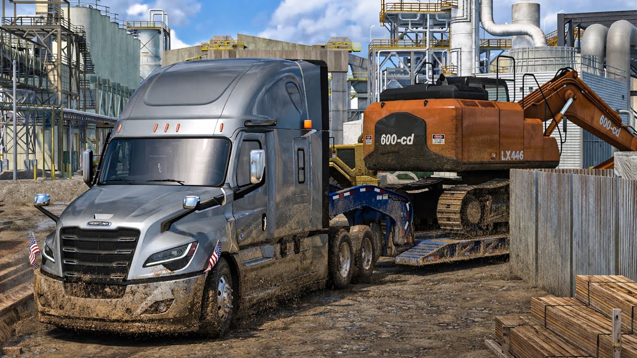 Heavy Excavator Transport | Freightliner Cascadia 505HP | Reno to Barstow | ATS Smooth Highway Drive