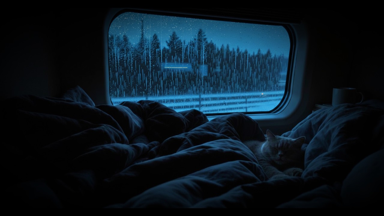 Поезд с Дождем и Снегом ❄️ Уютная Кровать и Кот (Без Рекламы)