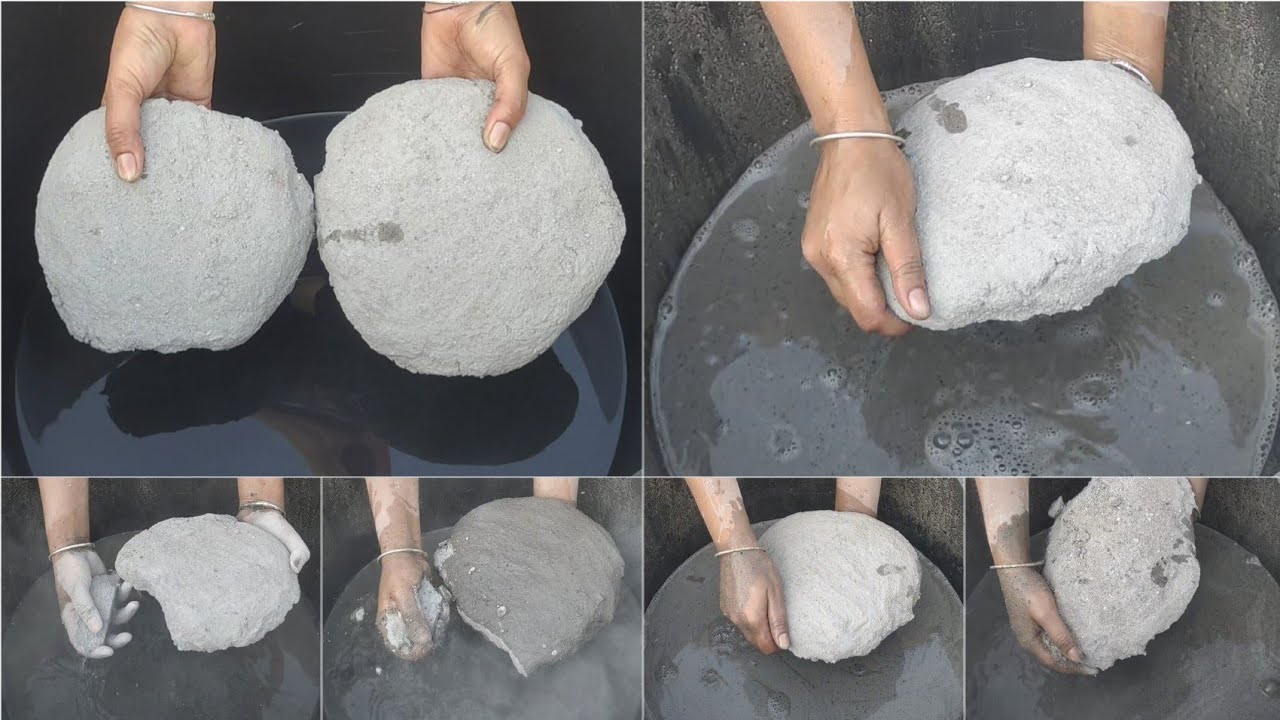 Asmr| crispy sand cement slabs crumbling in lots of water