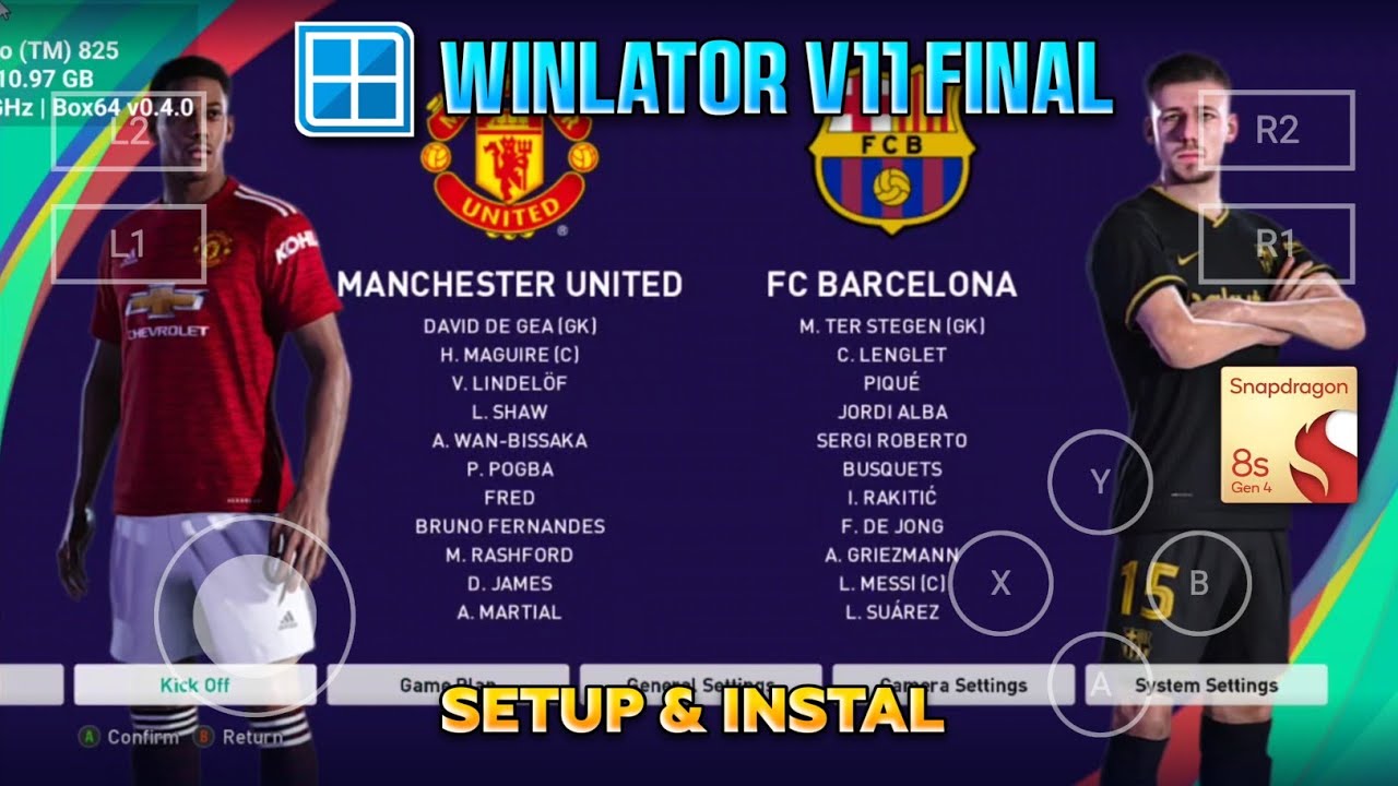 eFootball PES 2021 (PC) On Android Offline | Tutorial Setup & Settings Winlator V11 Final 