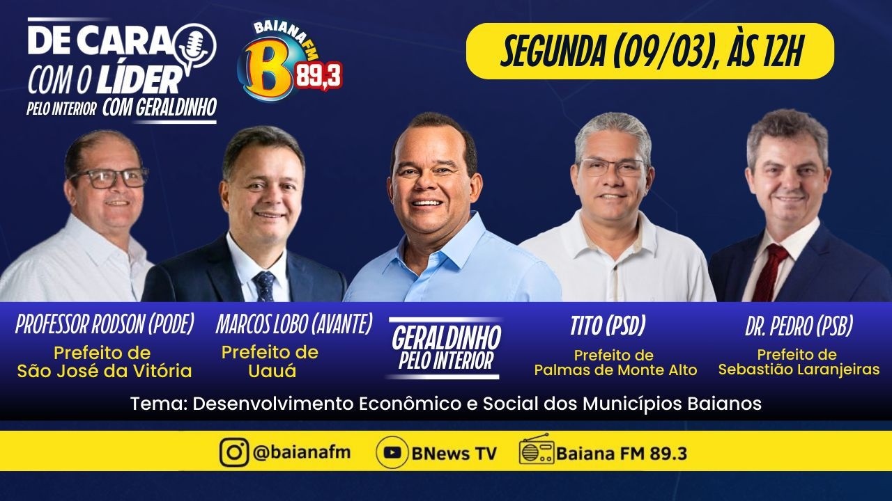 Acompanhe o De Cara com o Líder desta segunda  (09/03/2026)