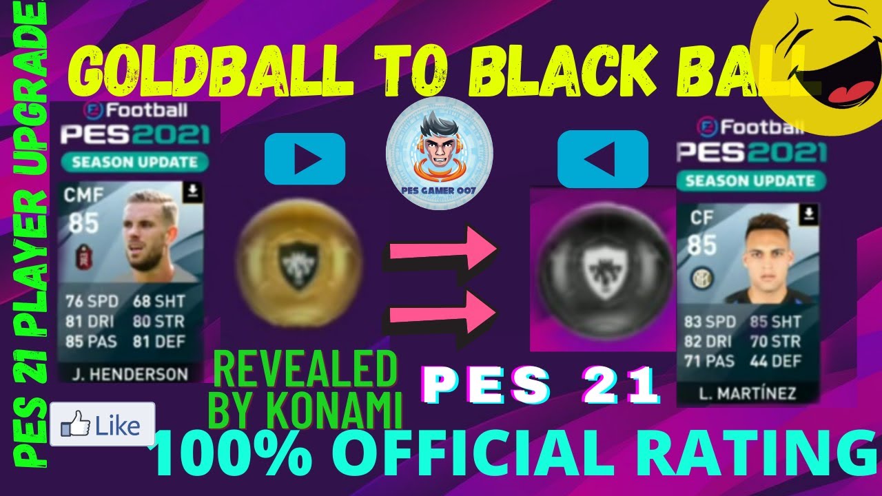 Goldball to blackball upgrades in pes21| official rating from konami|pes2021 updation information