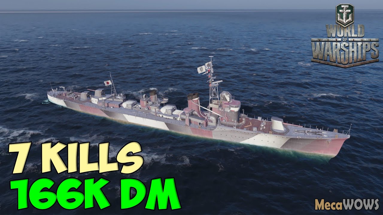 World of WarShips | HSF Harekaze II | 7 KILLS | 166K Damage - Replay Gameplay 4K 60 fps