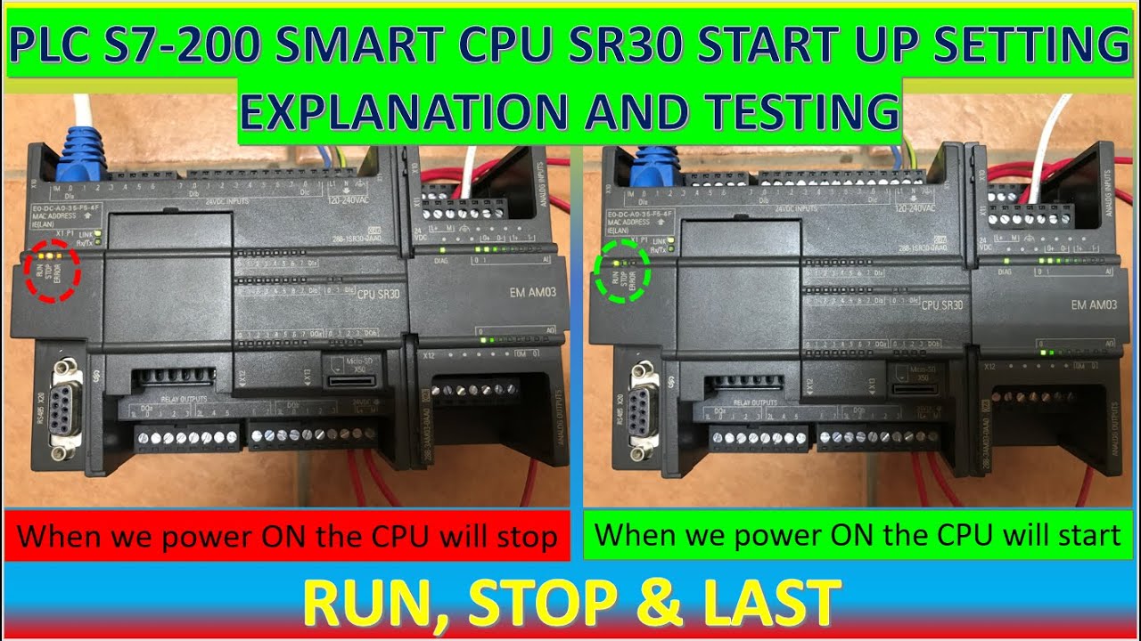 Настройка запуска ПЛК S7 200 SMART CPU SR30 с правильными функциями «RUN», «STOP» и «LAST»