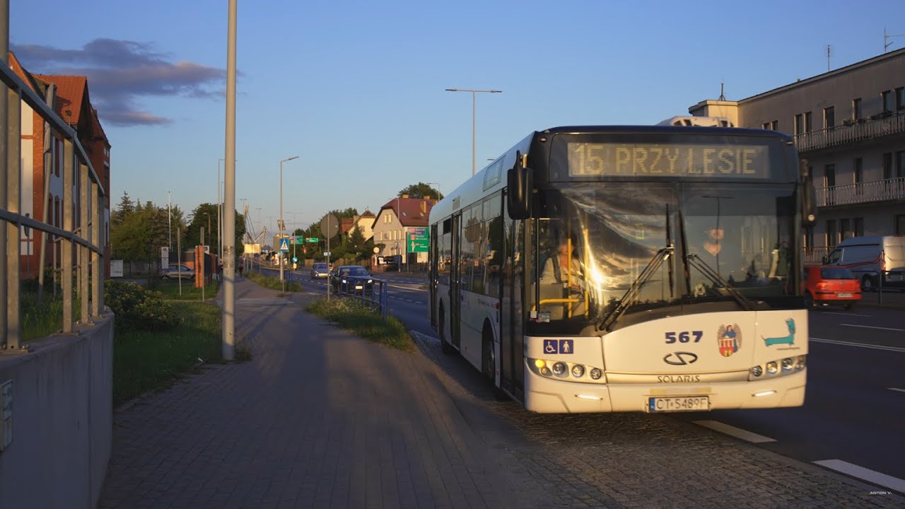 Poland, Toruń, bus 15 ride from Galeria Copernicus to Sztuki Piękne