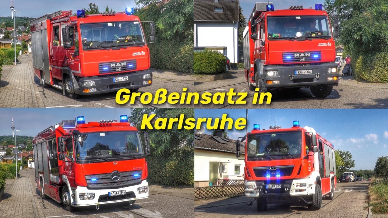 [BRENNT SCHULE 🔥]Einsatzfahrten DRK & Freiwillige Feuerwehr Karlsruhe zu Großübung