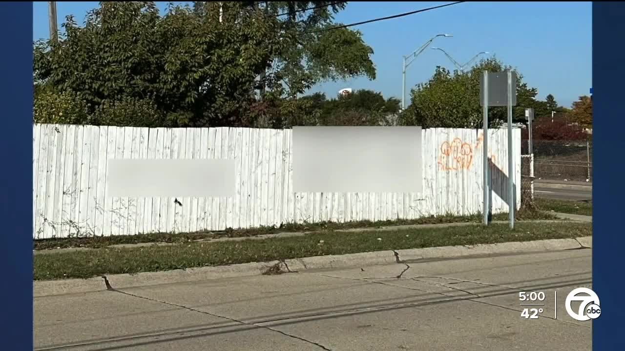 Center Line says fencing, sound barrier spray painted with phallic symbols, offensive language