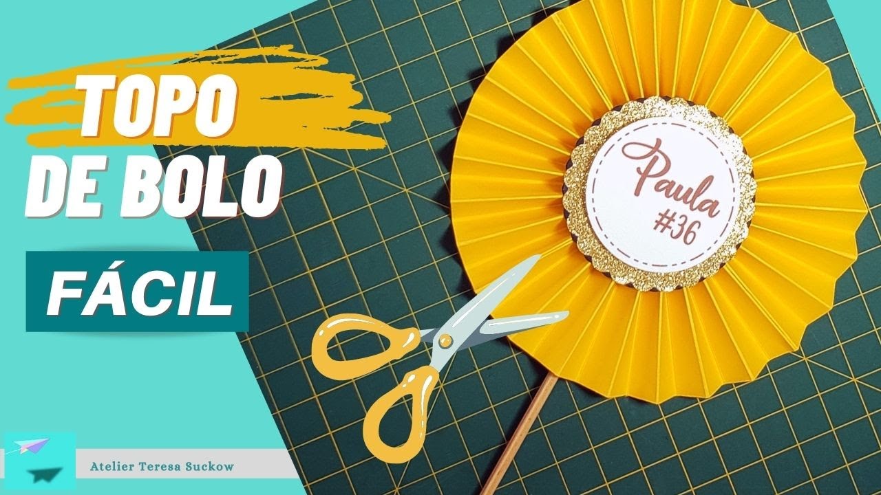 Dobradura de Papel | Girassol | Topper de Bolo Fácil