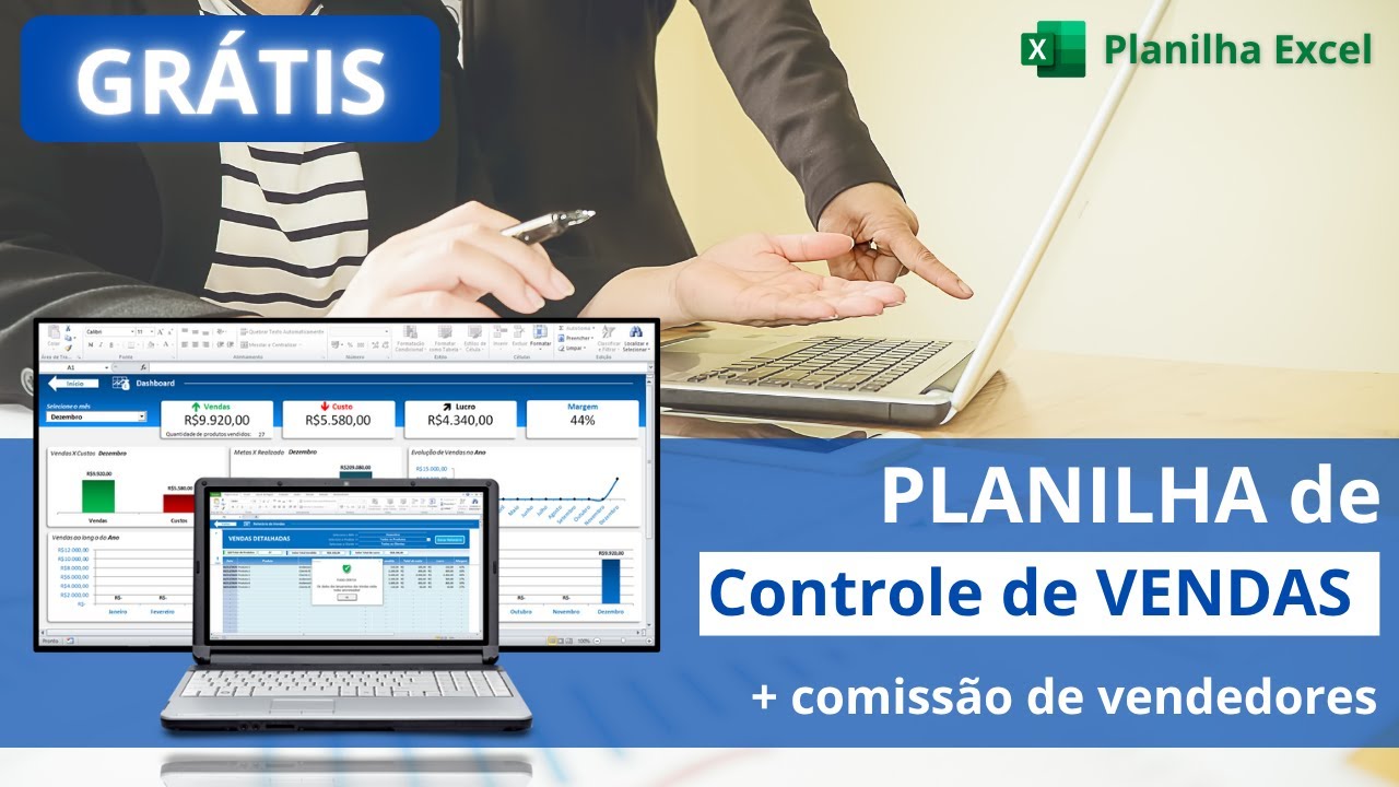 🔵[Gratuita] Planilha de VENDAS Excel Grátis + Tabela de Comissão de Vendas