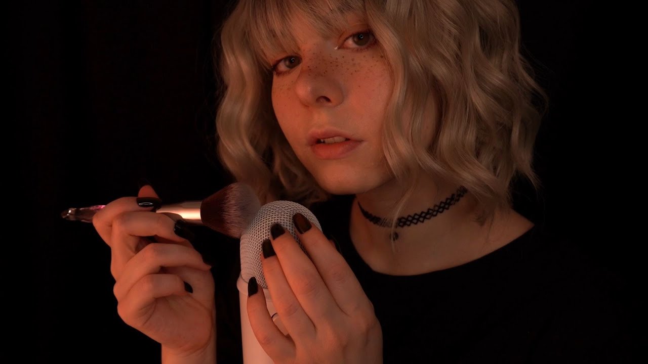 ASMR | breathy clicky whispering & mic brushing - no cover, blue yeti