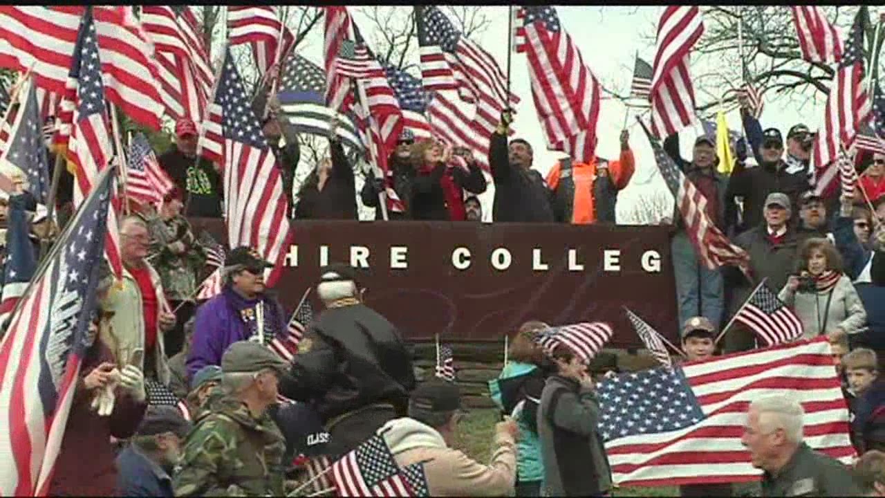 Veterans protest flag removal at Hampshire College