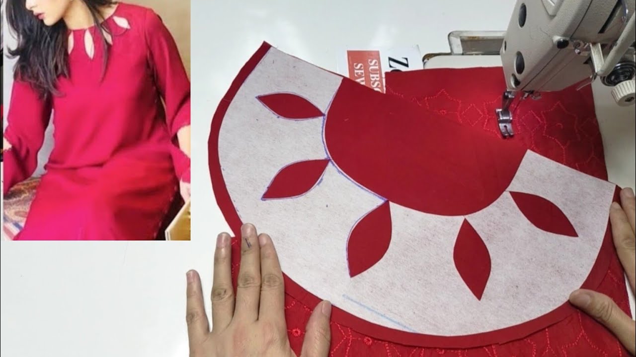 New Trending Leaf Shape Kurti Neck Design With Pearls Cutting & Stitching | Latest Neck Design 2024