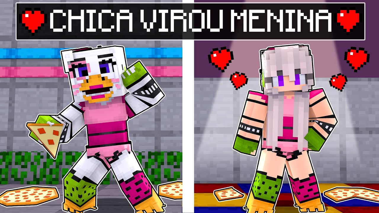 GLAMROCK CHICA virou uma MENINA no Minecraft