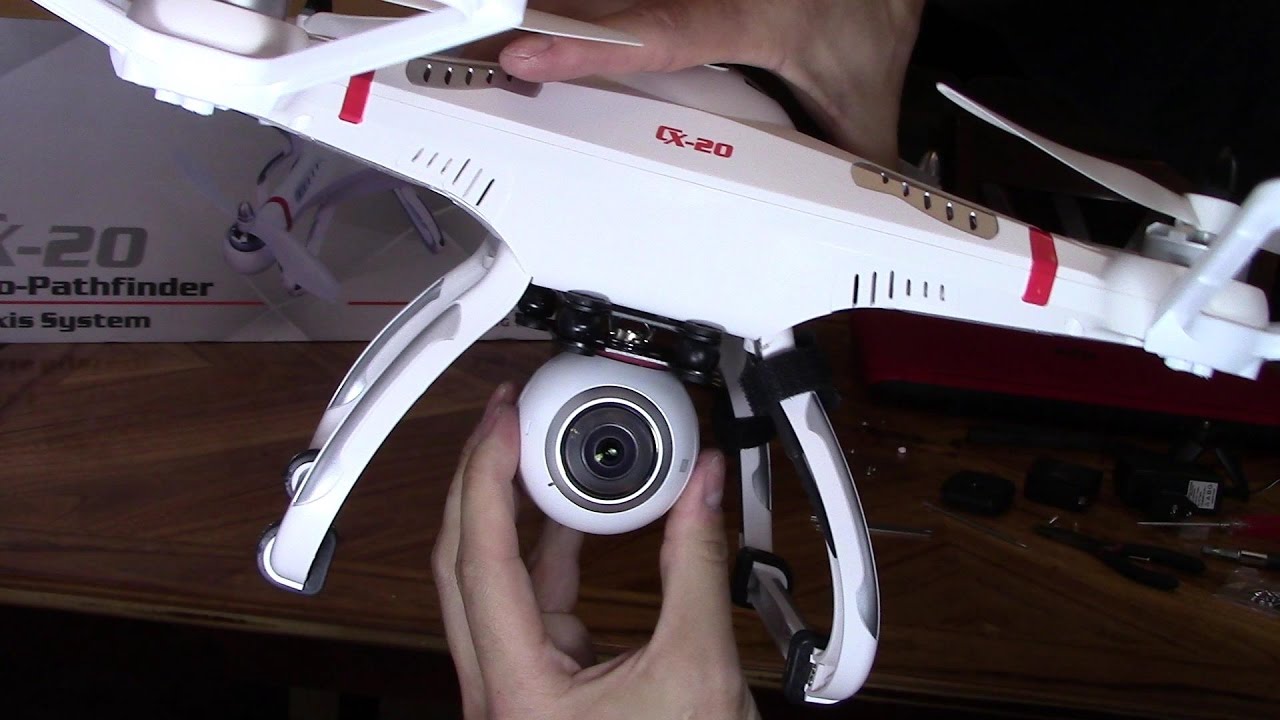 Quadcopter Drone CX-20 setup tutorial, mount camera, calibrate & take off , GPS hold