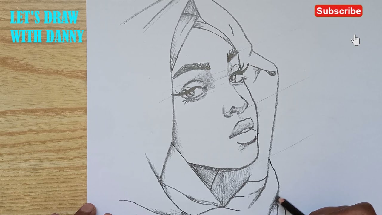 how to draw African lady , African woman drawing , African lady drawing