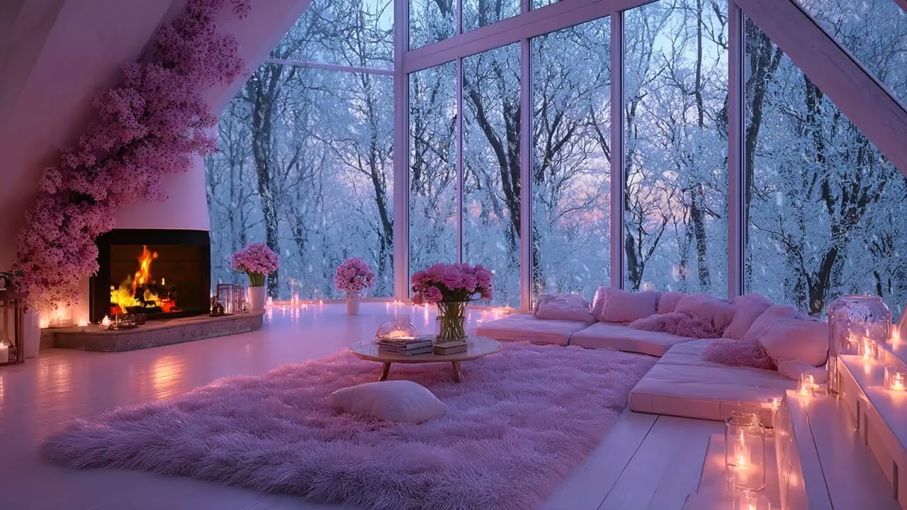 🔥🎼 Cozy Piano Fireplace Lounge | Gentle Piano & Warm Fire | Focus Study Work Calm
