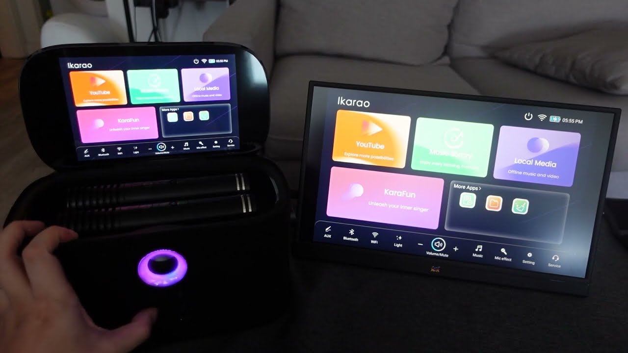 Ikarao Shell S2 portable karaoke machine unboxing + overview + demo