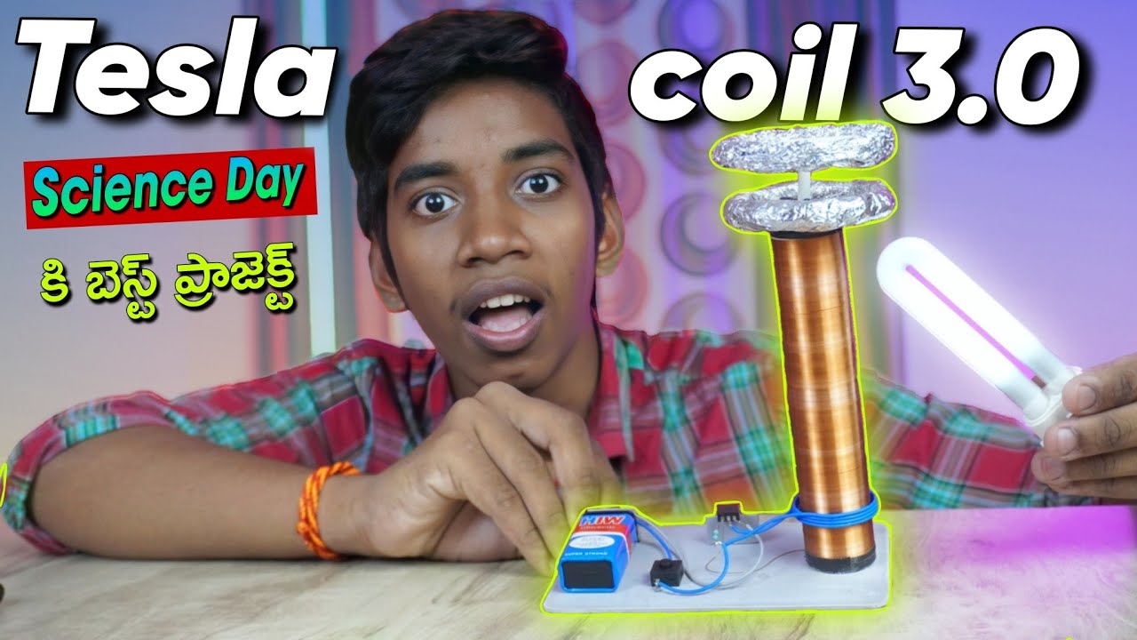 How To Make A Tesla Coil In Telugu |  Telugu Experiments | Science Day Project 🔥| 2023