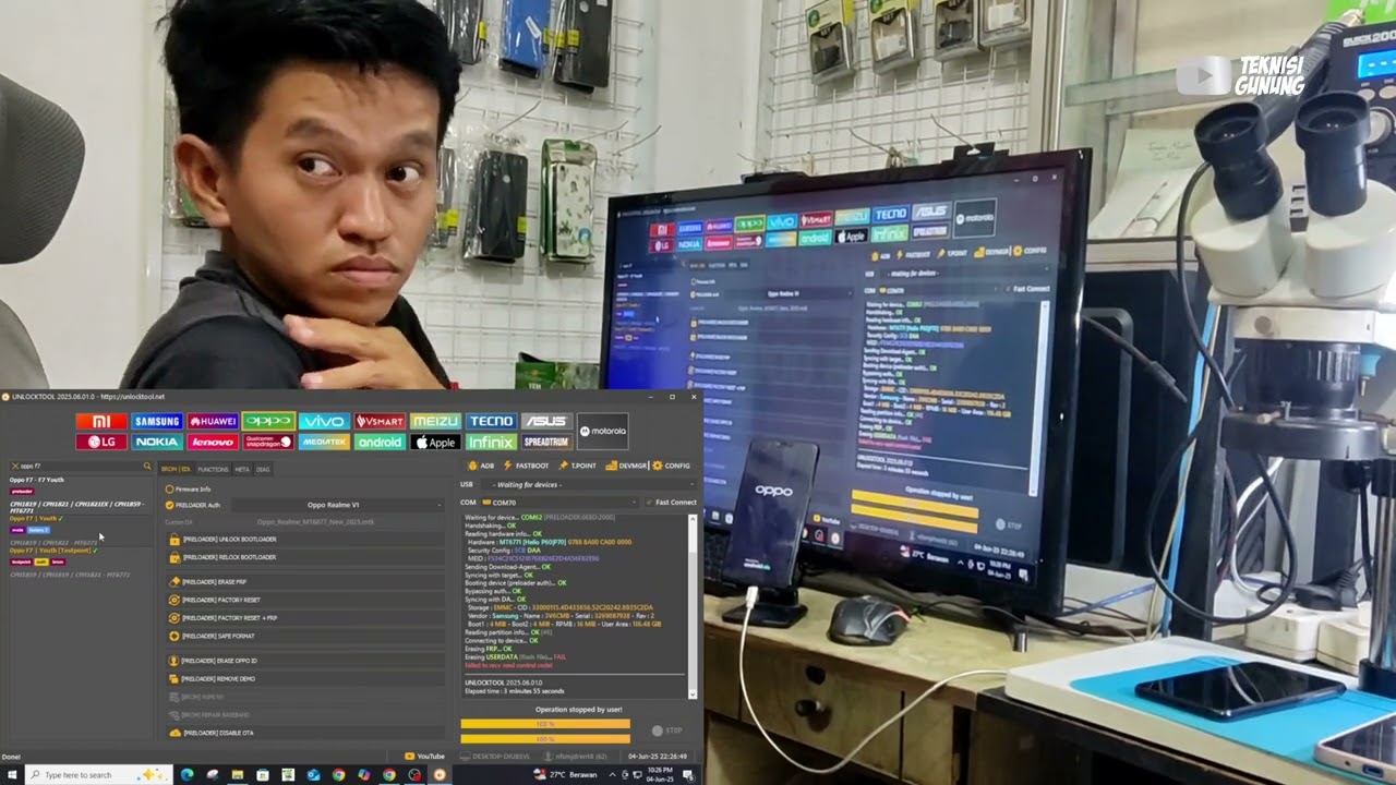 OPPO F7 TERKUNCI PIN DAN AKUN GOOGLE FRP BYPASS VIA UNLOCKTOOL android 10
