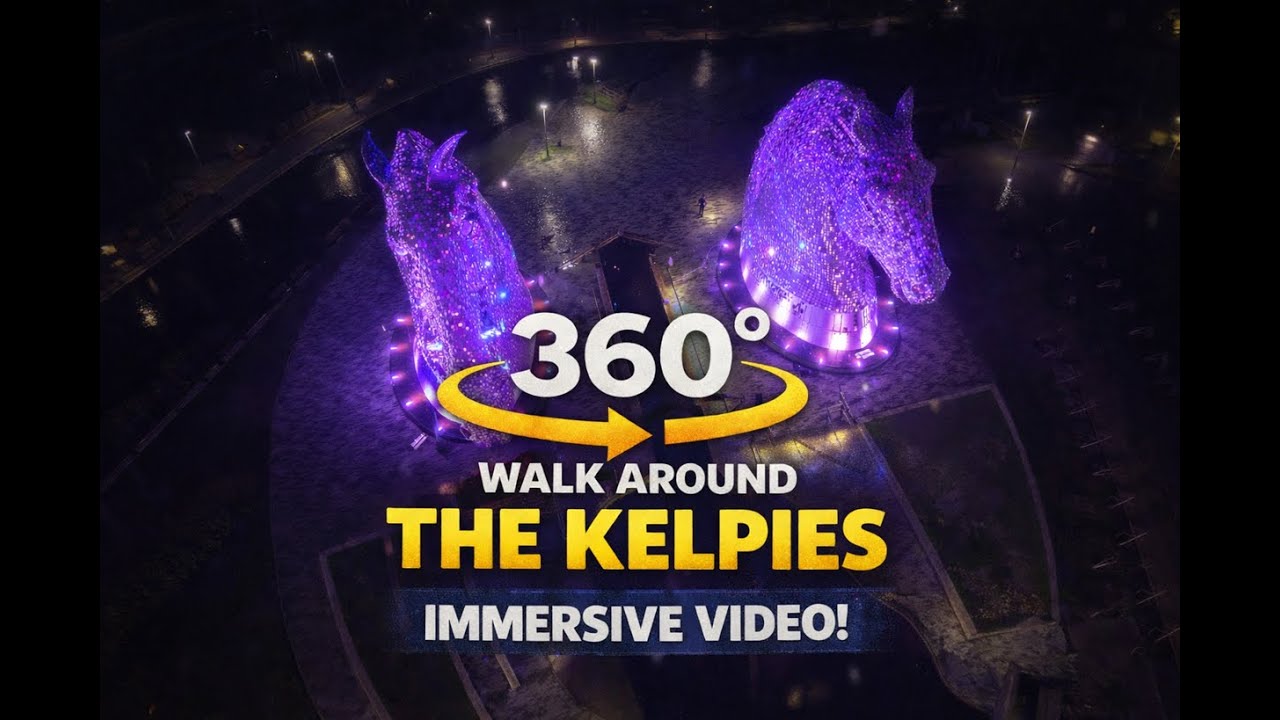 🌙🐴 The Kelpies at Night | 360° Walk Around Experience