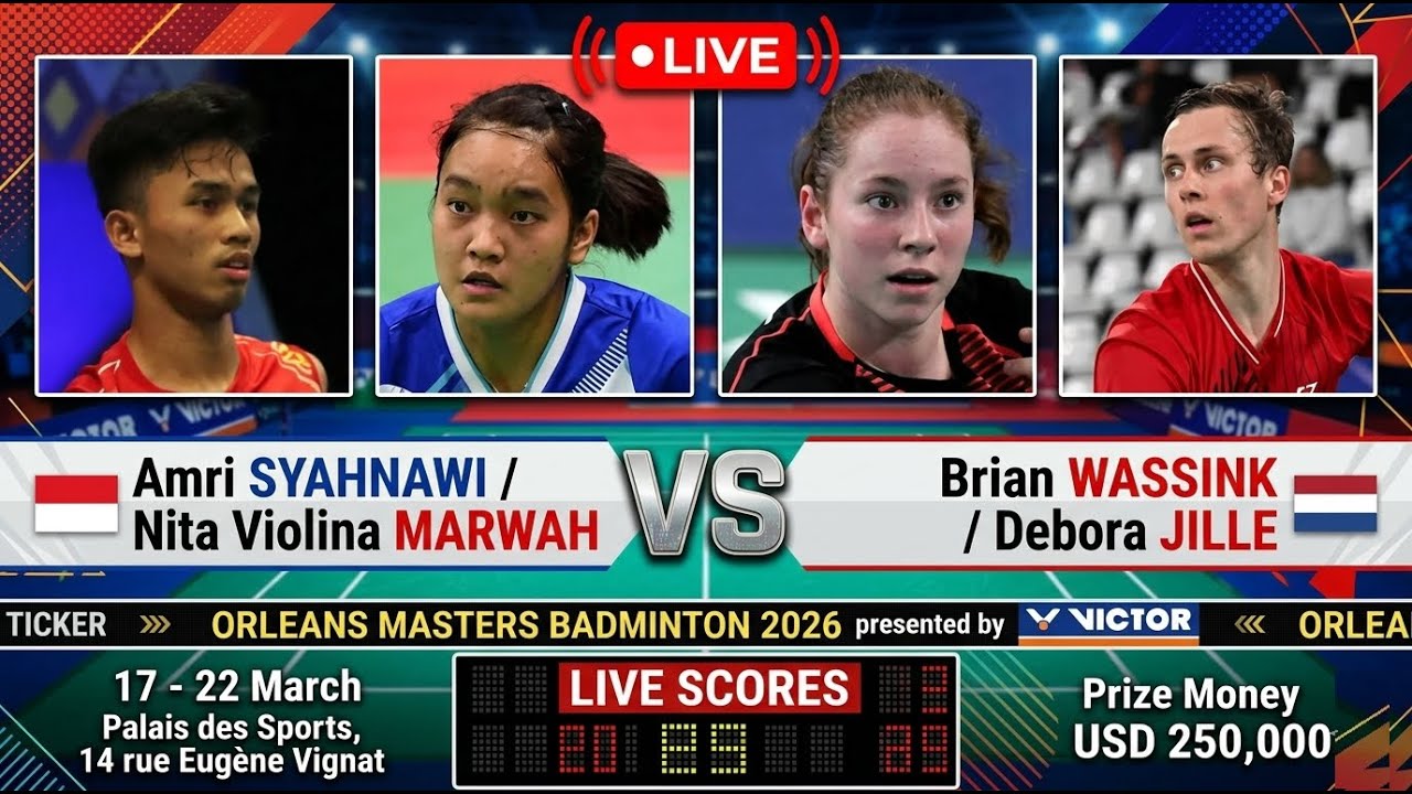 🔴AMRI/NITA (INA) VS (FRA) BRIAN/DEBORA JILLE Orleans Masters Badminton 2026