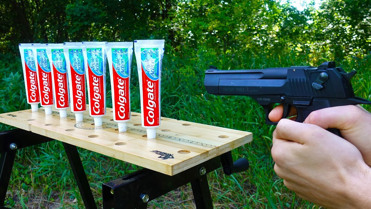 EXPERIMENT: GUN VS TOOTHPASTE
