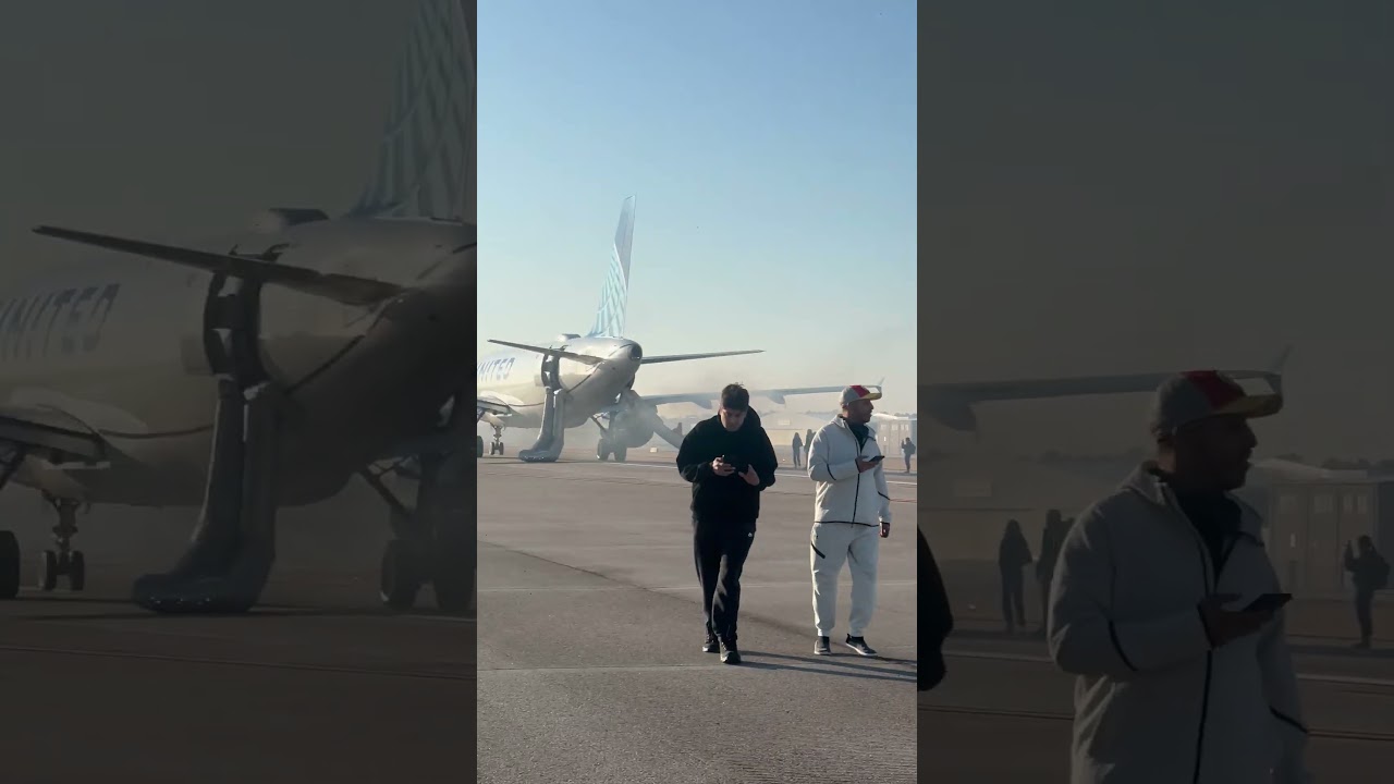 United Airlines Passengers Evacuate Onto Runway Following Issue With Plane Engine